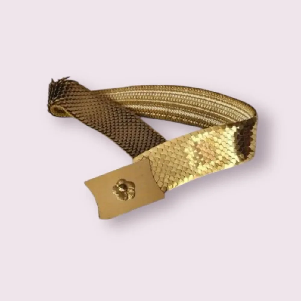 Vintage Boho Medallion Stretch Belt Gold color Metal -‎ Size Small To M